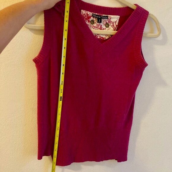 Burn 'n Violet Magenta Sweater Vest Crochet & Shells Boho Size XS - Picture 10 of 11